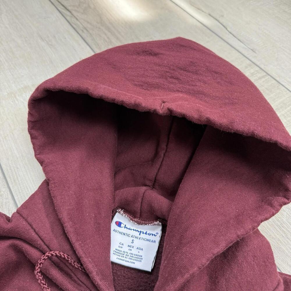 Y2K Champion Harvard University Hoodie Maroon Size S Embroidered Logo EST 1636 - Picture 4 of 8